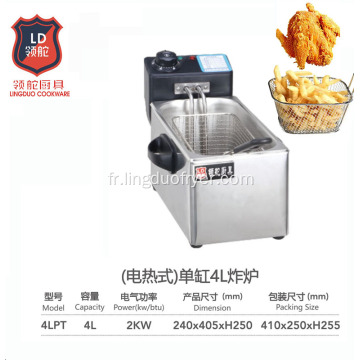 Équipement de cuisine commerciale en acier inoxydable à haute efficacité 4L Fryer électrique pour frire Fryer Fryer